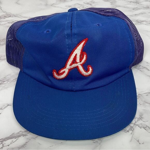 Atlanta Braves Vintage Blue Snapback Trucker Hat Cap - Picture 6 of 6